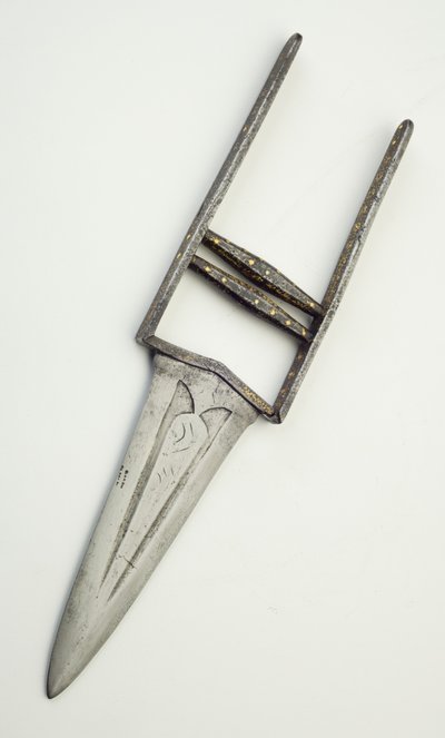 Jamadhar, ou punhal, para uma criança (aço, ferro, ouro e latão) de North Indian School