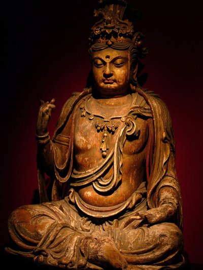 Escultura de madeira pintada de Boddhisatva, Dinastia da Canção (960-1279), Museu Nacional de Xangai. Fotografia, Leonard de Selva, China, 2006. de Northern Song Dynasty Chinese School