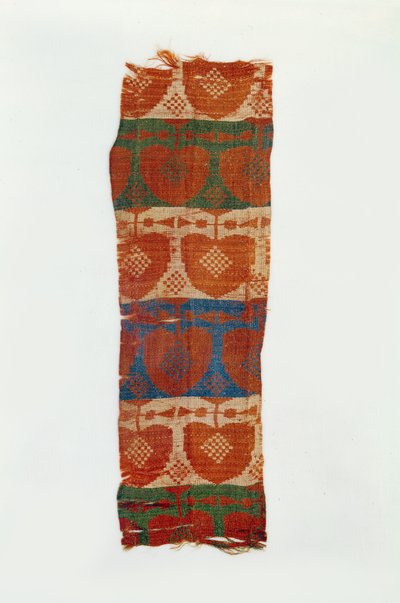 Banda com motivos decorativos de árvores estilizadas (brocado de seda) de Northern Wei Dynasty Chinese School