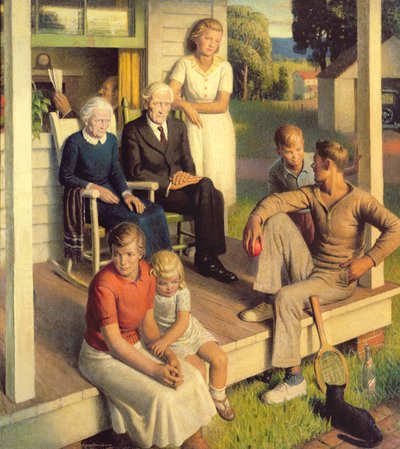 No More Chores, Family on Vacation, c.1935 (óleo sobre tela) de Norwood MacGilvary