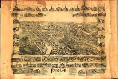 Vista em olho de pássaro. Relevo mostrado pictorialmente. Inclui índice para pontos de interesse e 45 col. doentes de edifícios. Disponível também através do sítio Web da Biblioteca do Congresso como imagem raster. Cópia imperfeita: Manchado, escurecido, q de O.H. Bailey and Co.