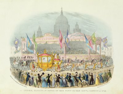 Rainha Victoria passando por St Pauls Cathedral, 9 de novembro de 1837 (desenho) de O. Hodgson