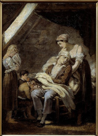 A família infeliz. Pintura de Octave Tassaert (1800-1874) de Octave Tassaert