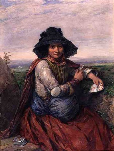 The Fortune Teller (aguarela sobre papel) de Octavius Oakley