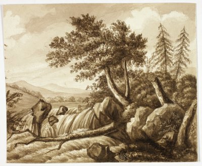 Cascata em paisagem rochosa de Octavius Oakley