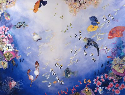 Mundo subaquático IV (acrílico sobre tela) de Odile Kidd