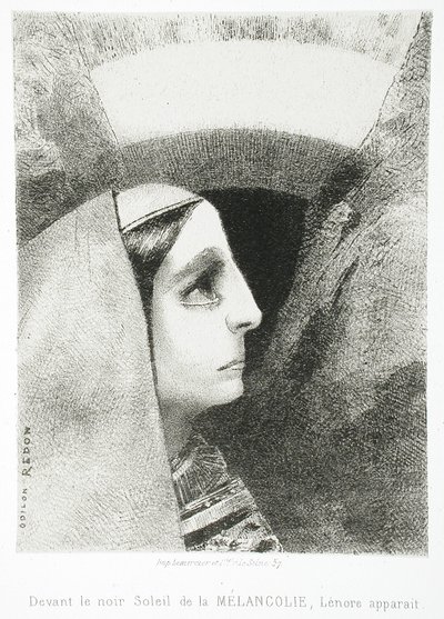 A Edgar Poe (Perante o negro sol da melancolia, Lenore aparece) de Odilon Redon