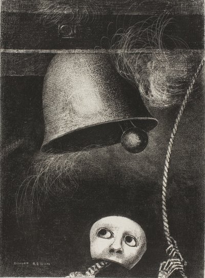 A Mask Sounds the Funeral Knell, prato três de To Edgar Poe de Odilon Redon