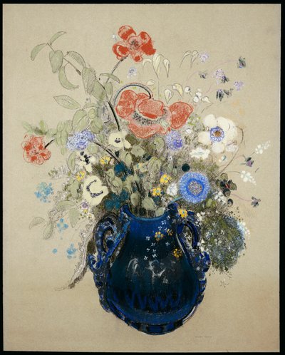 Um vaso de flores azuis, c.1905-08 de Odilon Redon