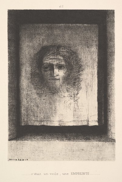 Um véu, uma imagem impressa, 1891. de Odilon Redon
