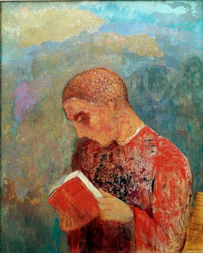 Alsácia ou, Leitura do monge, c.1914 (óleo sobre tela) de Odilon Redon