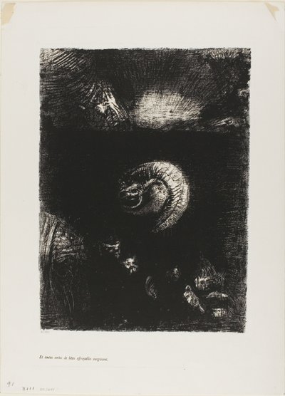 E Surgem Todas as Formas de Criaturas Terríveis, placa 8 de 10 de Odilon Redon