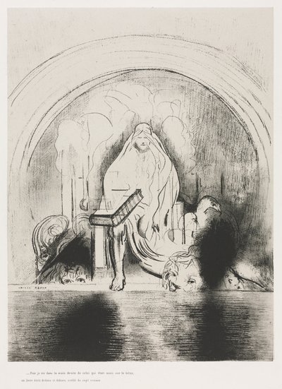 E eu vi na mão direita daquele que estava sentado no trono um livro escrito por dentro e por trás, selado com sete selos de Odilon Redon