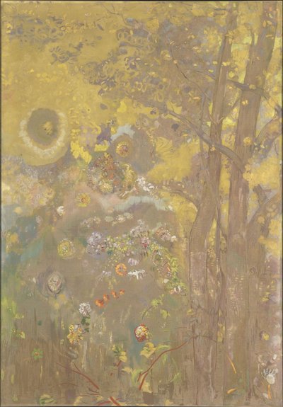 Árvores sobre um fundo amarelo de Odilon Redon