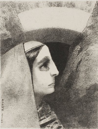 Antes do Sol Negro da Melancolia, Aparece Lenore, placa dois de Para Edgar Poe de Odilon Redon