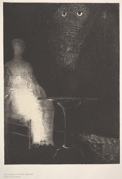 Abaixo, vi os contornos vaporosos de uma forma humana, 1896. de Odilon Redon