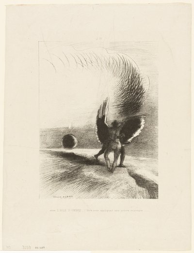 Sob a Asa de uma Sombra, a Criatura Negra Mordeu Energeticamente, prato 4 de 6 de Odilon Redon