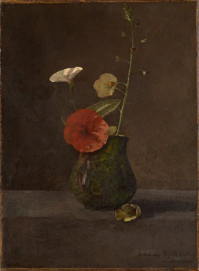 Natureza-morta de flores numa jarra verde de Odilon Redon