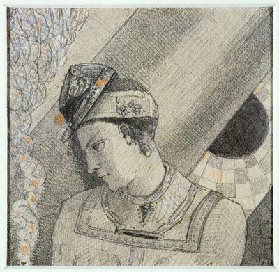Busto de mulher com a cabeça inclinada para a esquerda de Odilon Redon