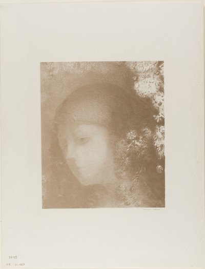 Cabeça de criança com flores de Odilon Redon