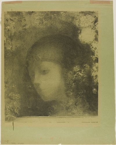 Cabeça de criança com flores de Odilon Redon