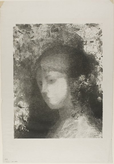 Cabeça de criança com flores de Odilon Redon