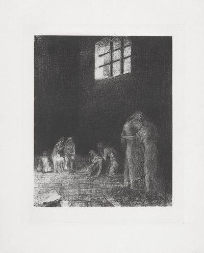 À sombra de pessoas a chorar e a rezar... de Odilon Redon