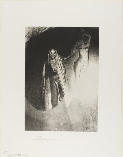 Morte: "Sou eu que te faço sério; vamos nos abraçar", placa 20 de 24 de Odilon Redon
