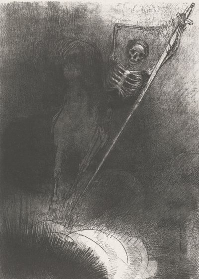 Morte em um cavalo, 1899 (impressão) de Odilon Redon
