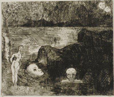 Visão de sonho, c.1880 (gravura e ponta seca sobre papel de marfim) de Odilon Redon