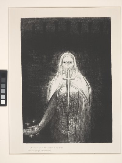 E tinha na mão direita sete estrelas... (litografia em papel de apliques da China) de Odilon Redon
