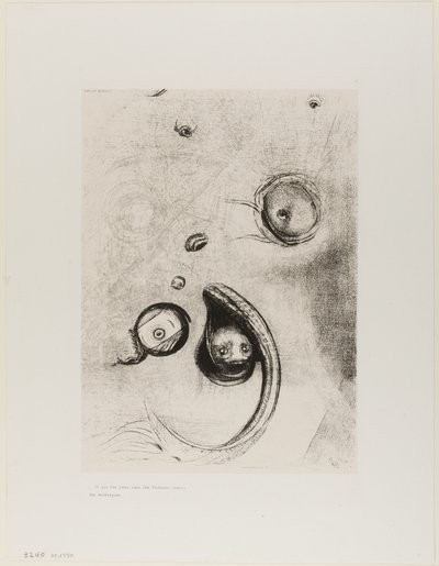 E olhos sem cabeça flutuavam como moluscos, Placa XIII da Tentação de St. Antoine de Odilon Redon