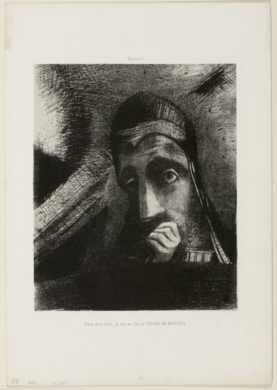 Rosto do Mistério (No meu sonho vi no céu um ROSTO DO MISTÉRIO), chapa 1 de Homenagem a Goya de Odilon Redon