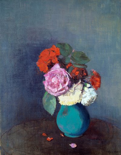 Flores Bouquet de cravos. Pintura por Odilon Redon (1840-1916) 1900 Sol. 0,46x0,38 m Lyon, Musee des Beaux Arts - Flores - Bouquet de cravos. Pintura de Odilon Redon (1840-1916) de Odilon Redon