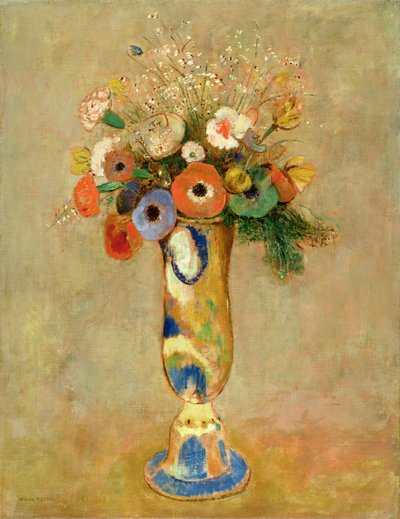 Flores em um vaso pintado de Odilon Redon