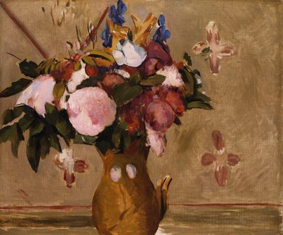 Flores em um vaso, cópia após uma pintura de Cezanne, c.1886 de Odilon Redon