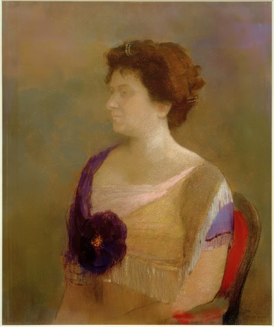 Mulher com flor no corpete de Odilon Redon