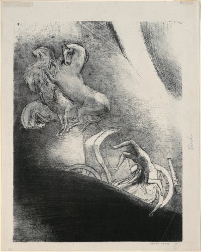 Ele cai de cabeça no abismo, placa 17 de 24 de Odilon Redon
