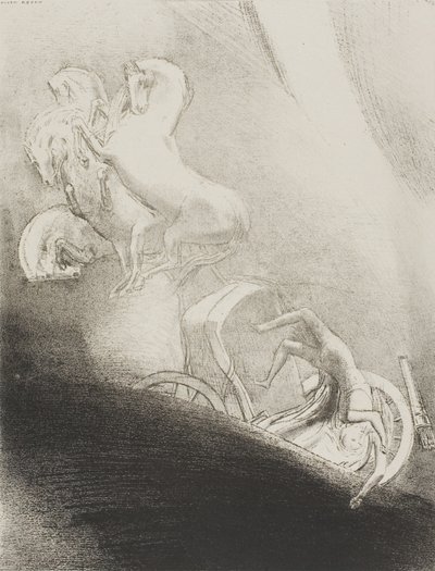 Ele cai de cabeça no abismo, placa 17 de 24 de Odilon Redon