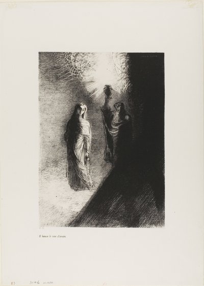Ele levanta a urna de bronze, placa 4 de 10 de Odilon Redon