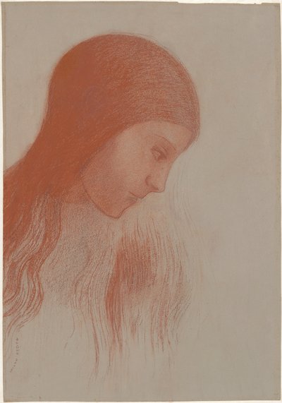 Cabeça de uma jovem de perfil de Odilon Redon
