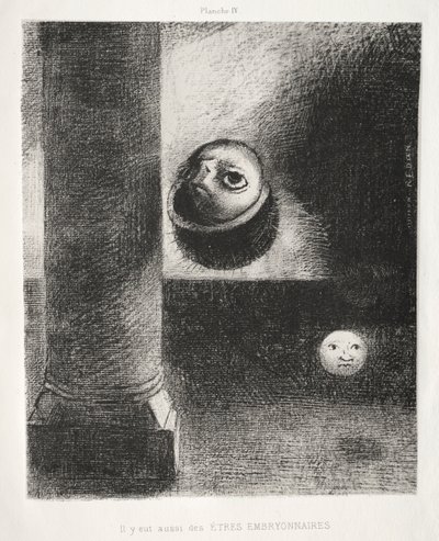 Homenagem a Goya: Havia também seres embrionários, 1885. de Odilon Redon