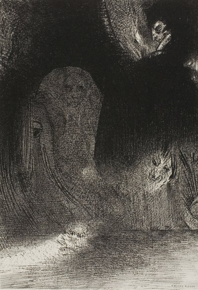 Eu às vezes vi no céu o que parecia ser formas de espíritos, placa 21 de 24 de Odilon Redon