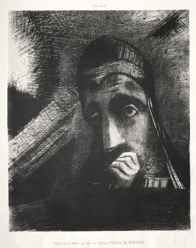 Em meu sonho vi no céu uma face de mistério de Odilon Redon