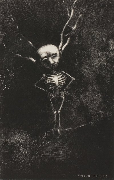 No labirinto de galhos, a figura pálida apareceu, placa 2 de 7 de Odilon Redon
