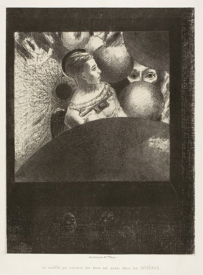 Nas Esferas (O Sopro Que Conduz os Seres Vivos também está nas Esferas), prato cinco de To Edgar Poe de Odilon Redon