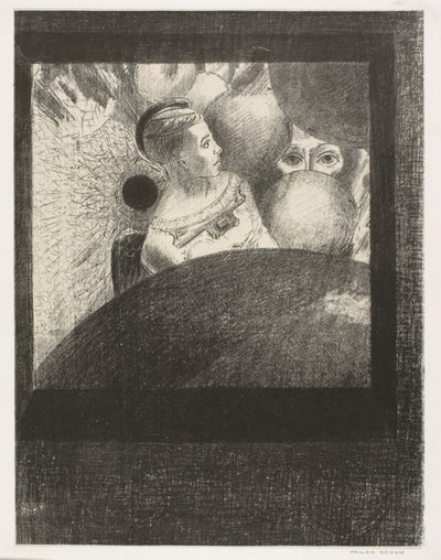 Nas Esferas (O sopro que conduz os seres vivos também está nas ESFERAS), placa 5 de 6 de To Edgar Poe de Odilon Redon