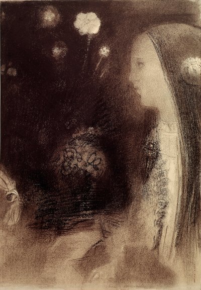 No sonho Gravura de Odilon Redon (1840-1916) 1879 Paris, coleção particular de Odilon Redon