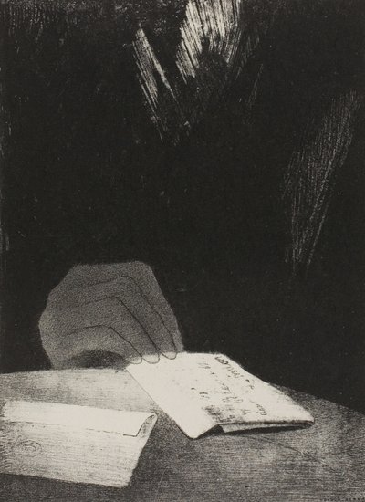 Era uma mão, aparentemente tanto de carne e sangue quanto a minha, placa 4 de 6 de Odilon Redon