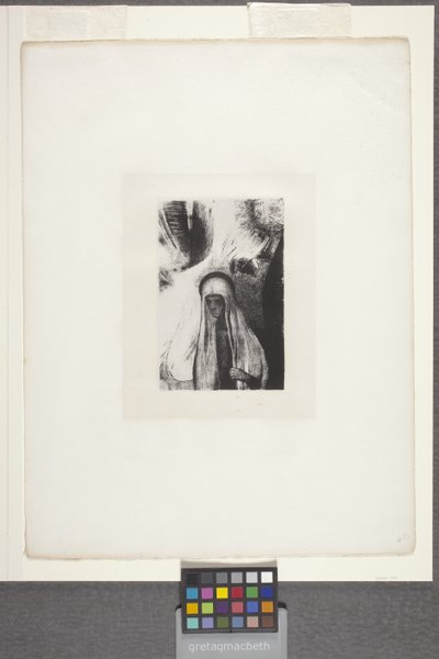 La Vieille: "Que Crains-Tu?" (litografia em papel de apliques chineses) de Odilon Redon